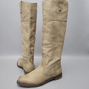 OTBT Distressed Leather Womens 6 Pull On Riding Boots Studded knee high